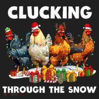 Clucking Through The Snow Funny Chicken Merry Christmas Women's Sweatshirt thumb 2