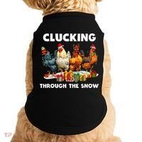 Clucking Through The Snow Funny Chicken Merry Christmas Doggie Tank thumb 0