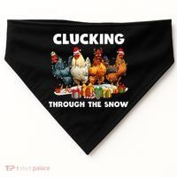 Clucking Through The Snow Funny Chicken Merry Christmas USA-Made Doggie Bandana thumb 0