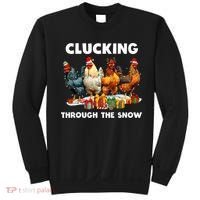 Clucking Through The Snow Funny Chicken Merry Christmas Sweatshirt thumb 0