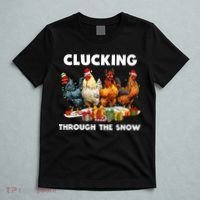 Clucking Through The Snow Funny Chicken Merry Christmas T-Shirt thumb 5