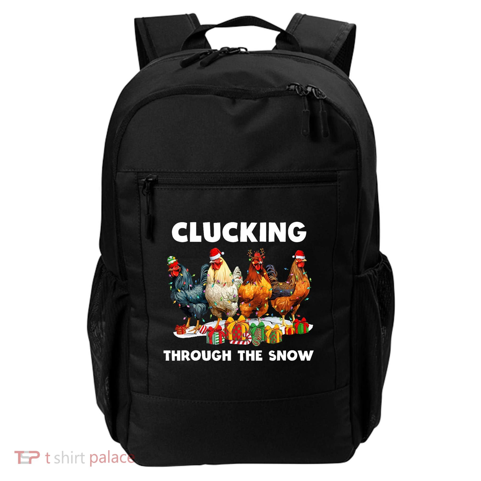 Clucking Through The Snow Funny Chicken Merry Christmas Backpack