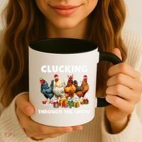 Clucking Through The Snow Funny Chicken Merry Christmas Coffee Mug thumb 3