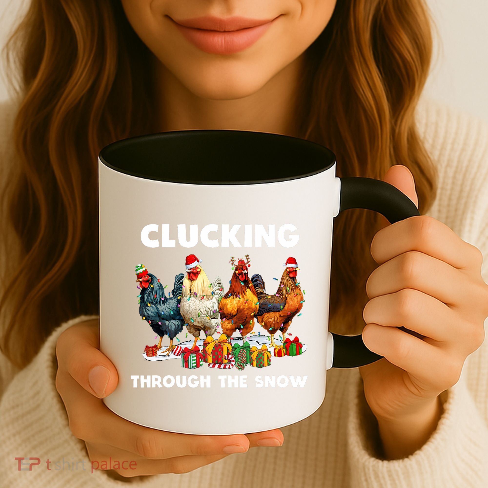 Clucking Through The Snow Funny Chicken Merry Christmas Coffee Mug