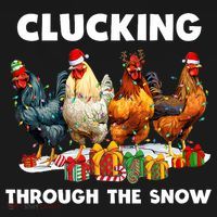 Clucking Through The Snow Funny Chicken Merry Christmas Women's Hoodie thumb 2