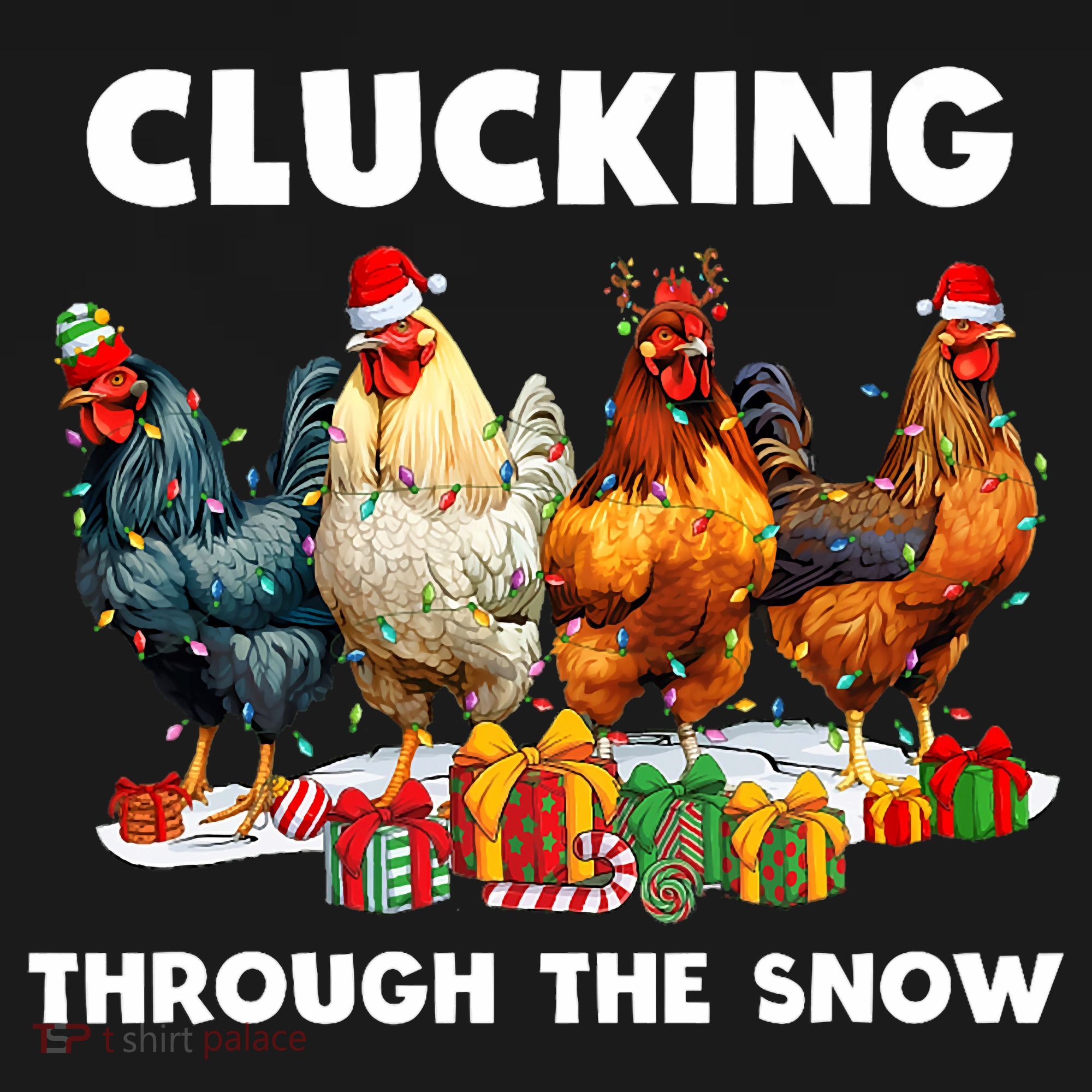 Clucking Through The Snow Funny Chicken Merry Christmas Women's Tank Top