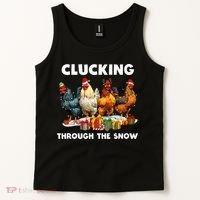 Clucking Through The Snow Funny Chicken Merry Christmas Tank Top thumb 2