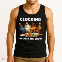 Clucking Through The Snow Funny Chicken Merry Christmas Tank Top thumb 3