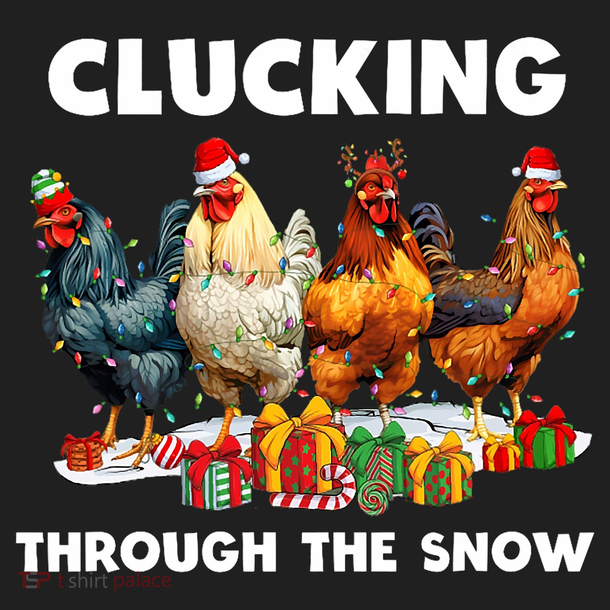 Clucking Through The Snow Funny Chicken Merry Christmas Golf Towel
