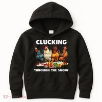Clucking Through The Snow Funny Chicken Merry Christmas Kids Hoodie thumb 0