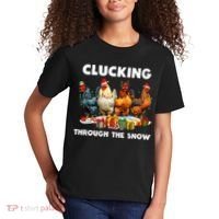 Clucking Through The Snow Funny Chicken Merry Christmas Kids T-Shirt thumb 2