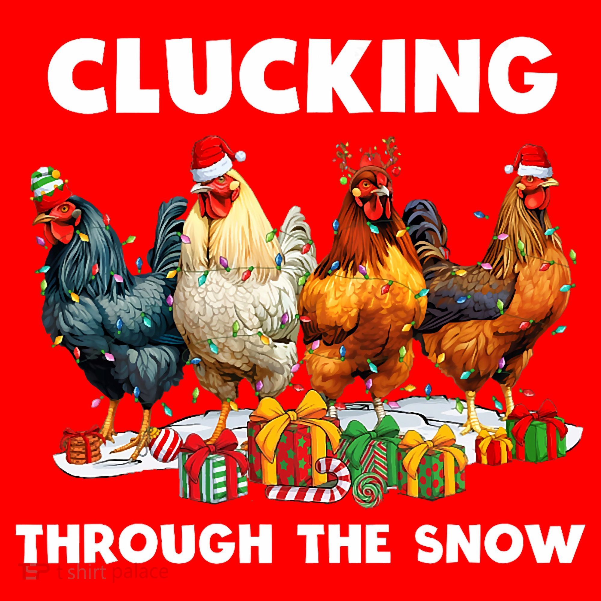 Clucking Through The Snow Funny Chicken Merry Christmas Santa Hat