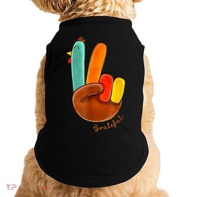 Cute Thanksgiving Turkey Peace Sign Grateful Doggie Tank