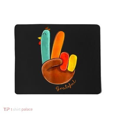Cute Thanksgiving Turkey Peace Sign Grateful Mousepad
