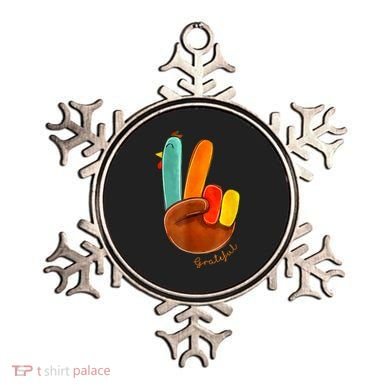 Cute Thanksgiving Turkey Peace Sign Grateful Ornament
