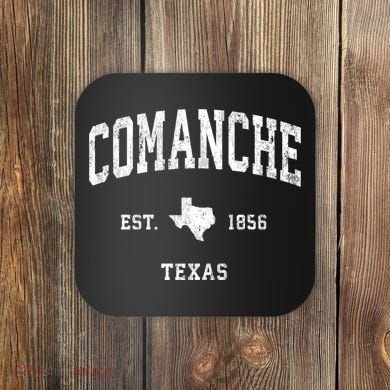 Comanche Texas Tx Vintage Athletic Sports Coaster