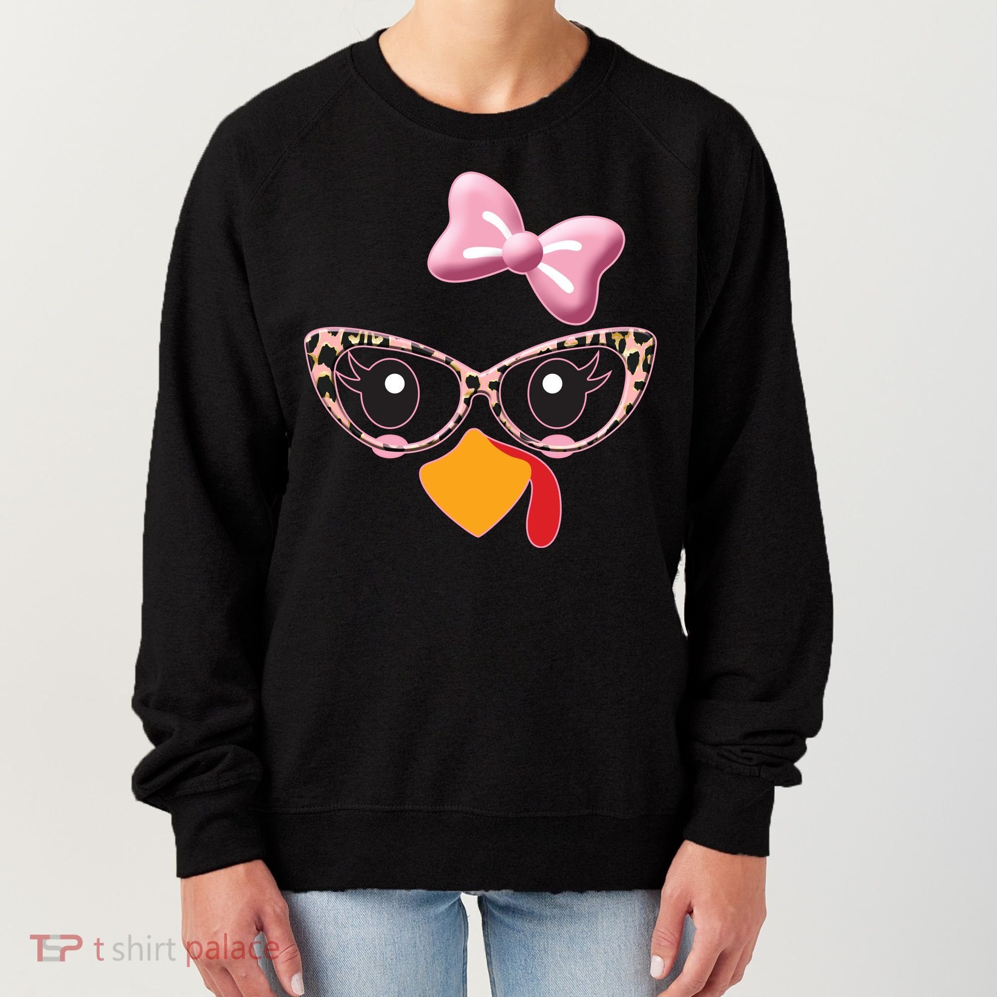 Cute Thanksgiving Turkey Girl Women's Sweatshirt