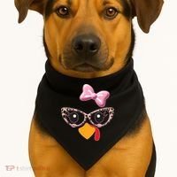 Cute Thanksgiving Turkey Girl USA-Made Doggie Bandana thumb 1