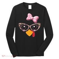 Cute Thanksgiving Turkey Girl Long Sleeve Shirt thumb 0