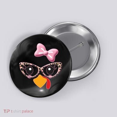 Cute Thanksgiving Turkey Girl Button