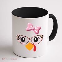 Cute Thanksgiving Turkey Girl Coffee Mug thumb 1
