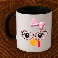 Cute Thanksgiving Turkey Girl Coffee Mug thumb 2