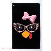 Cute Thanksgiving Turkey Girl Golf Towel thumb 0