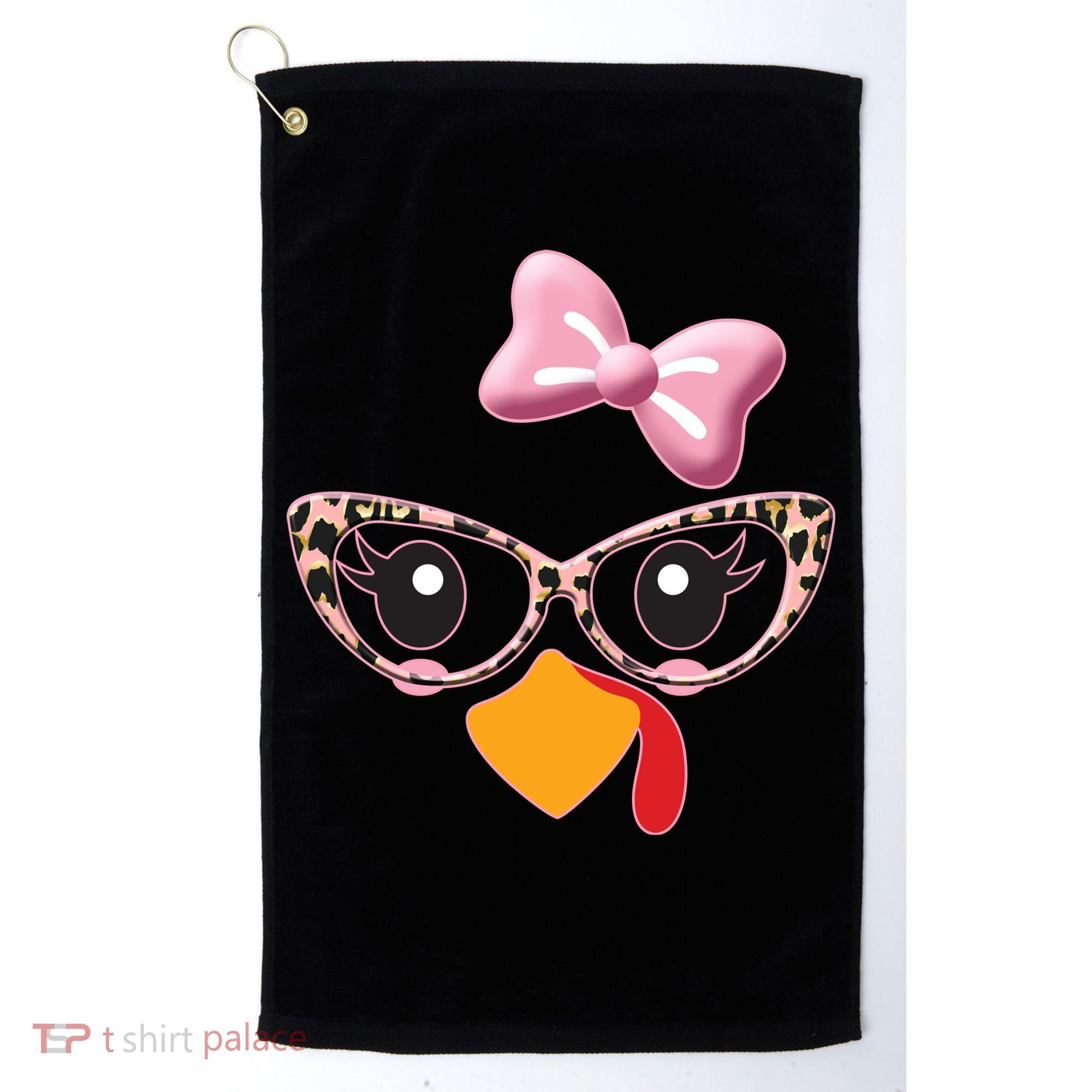 Cute Thanksgiving Turkey Girl Golf Towel