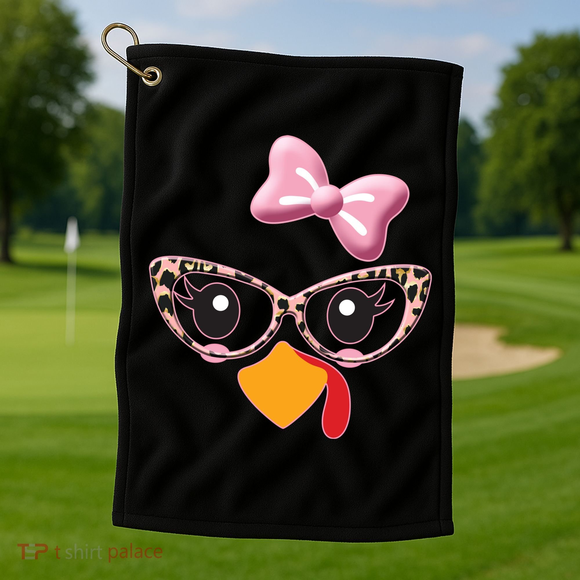 Cute Thanksgiving Turkey Girl Golf Towel
