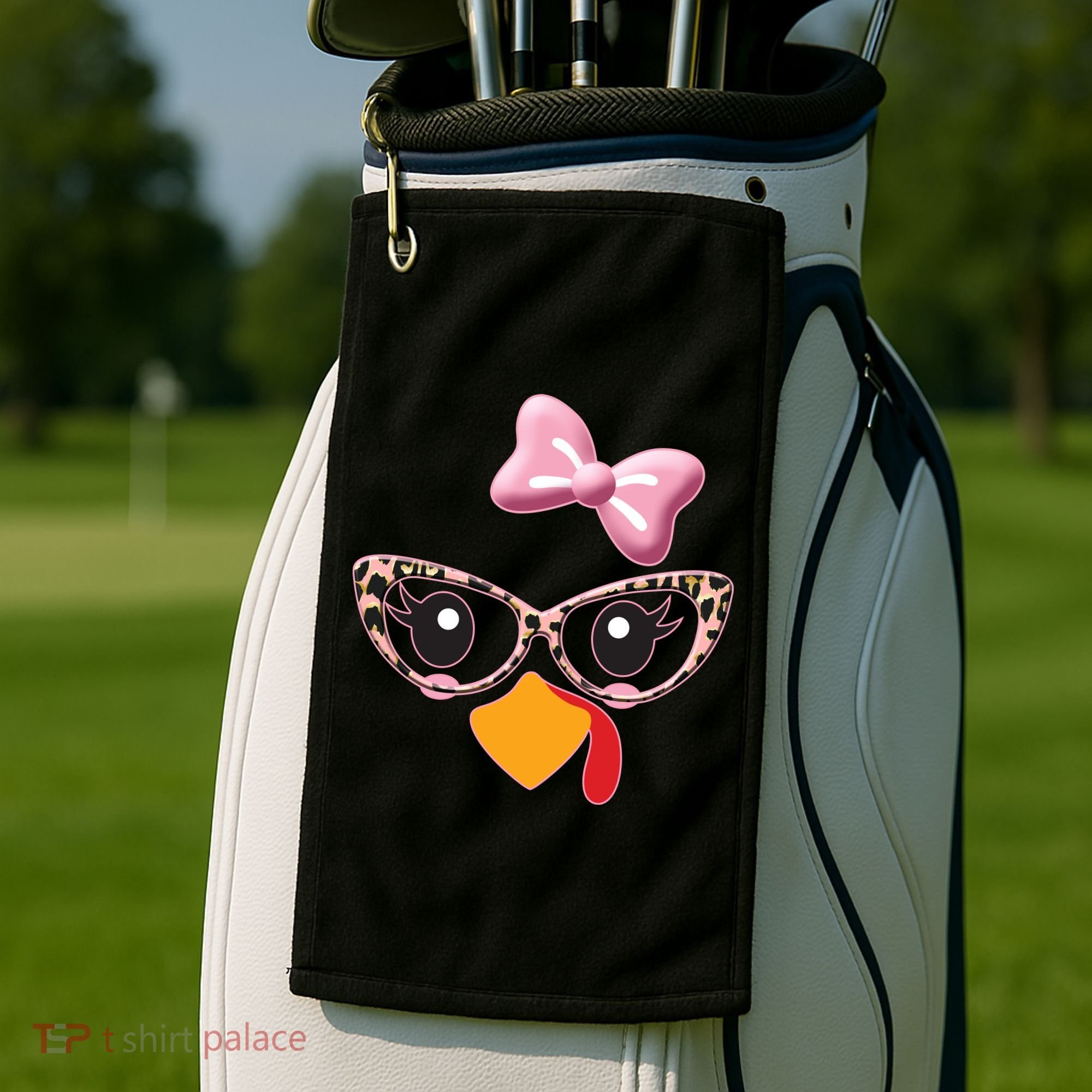 Cute Thanksgiving Turkey Girl Golf Towel