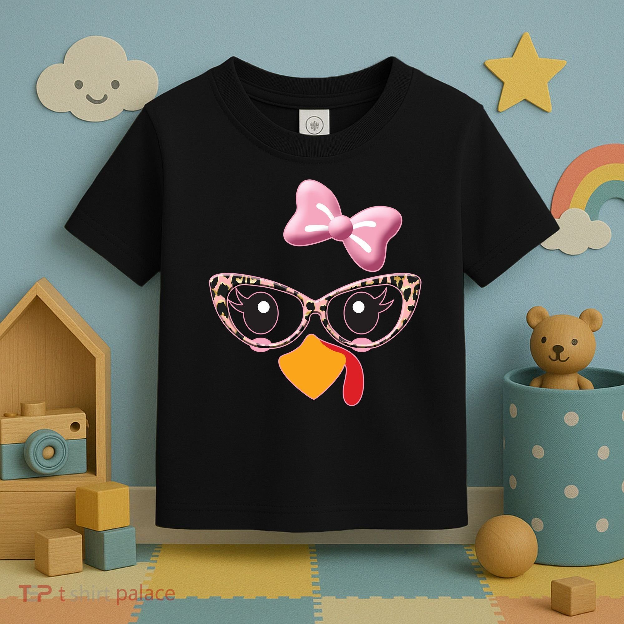 Cute Thanksgiving Turkey Girl Toddler T-Shirt