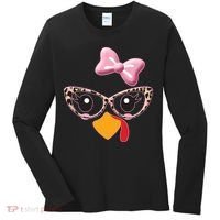Cute Thanksgiving Turkey Girl Women's Long Sleeve Shirt thumb 0