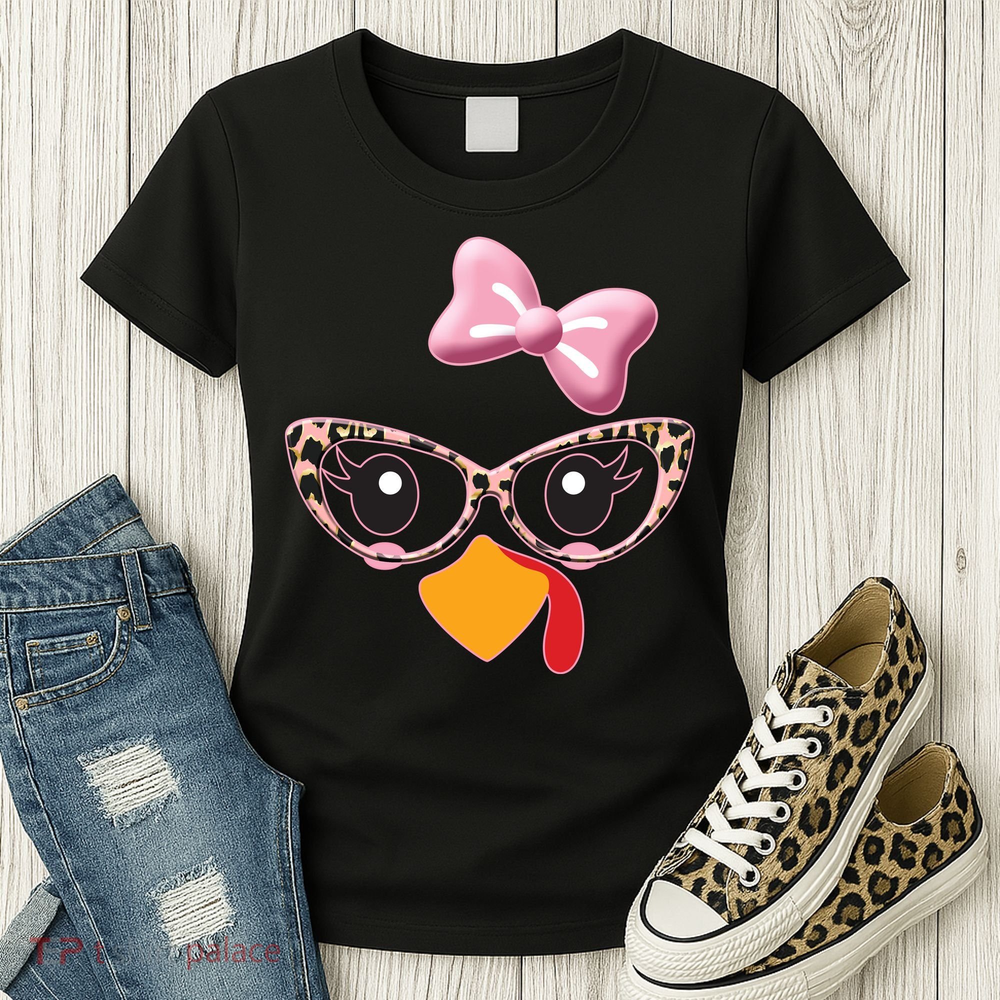 Cute Thanksgiving Turkey Girl Women's T-Shirt