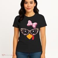 Cute Thanksgiving Turkey Girl Women's T-Shirt thumb 4