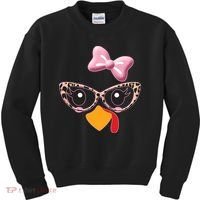 Cute Thanksgiving Turkey Girl Kids Sweatshirt thumb 0