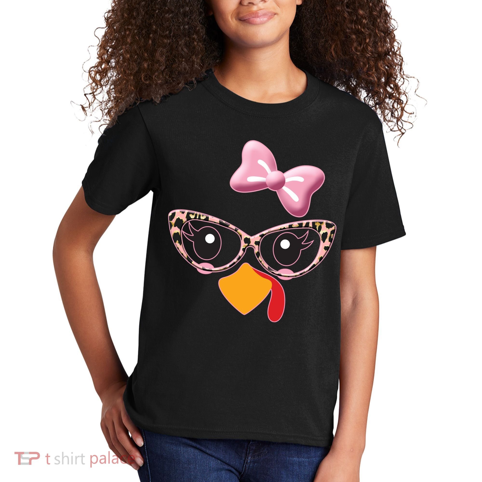 Cute Thanksgiving Turkey Girl Kids T-Shirt