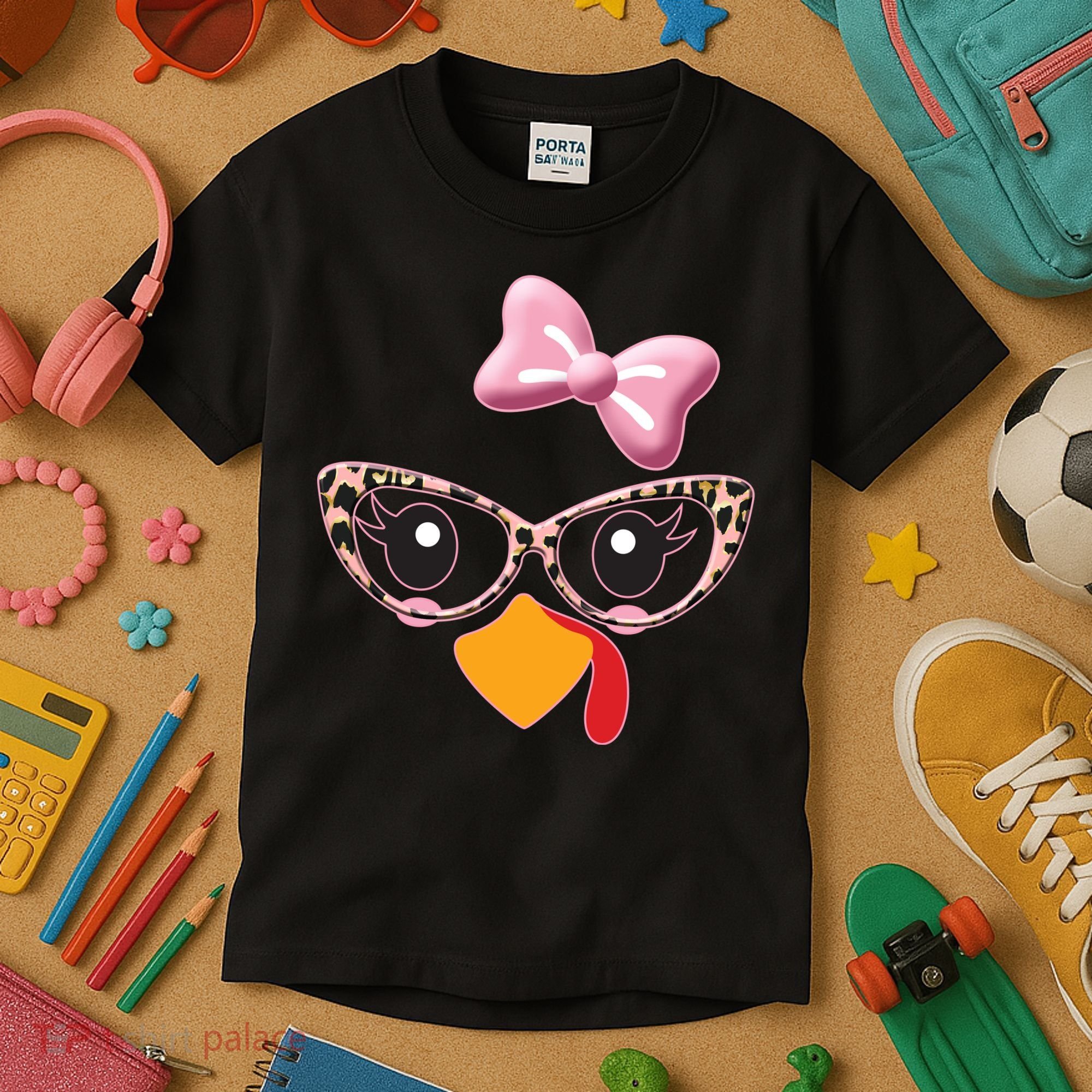 Cute Thanksgiving Turkey Girl Kids T-Shirt