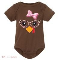 Cute Thanksgiving Turkey Girl Baby Bodysuit thumb 0