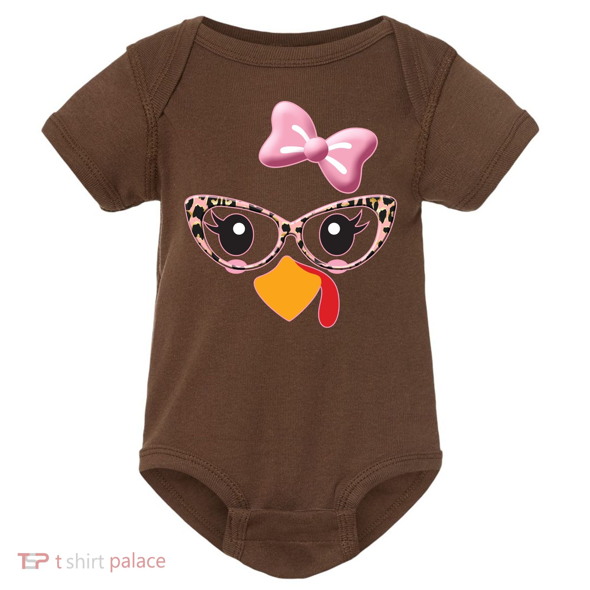 Cute Thanksgiving Turkey Girl Baby Bodysuit