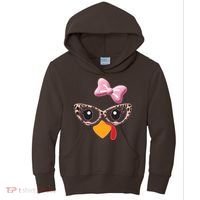 Cute Thanksgiving Turkey Girl Kids Hoodie thumb 0