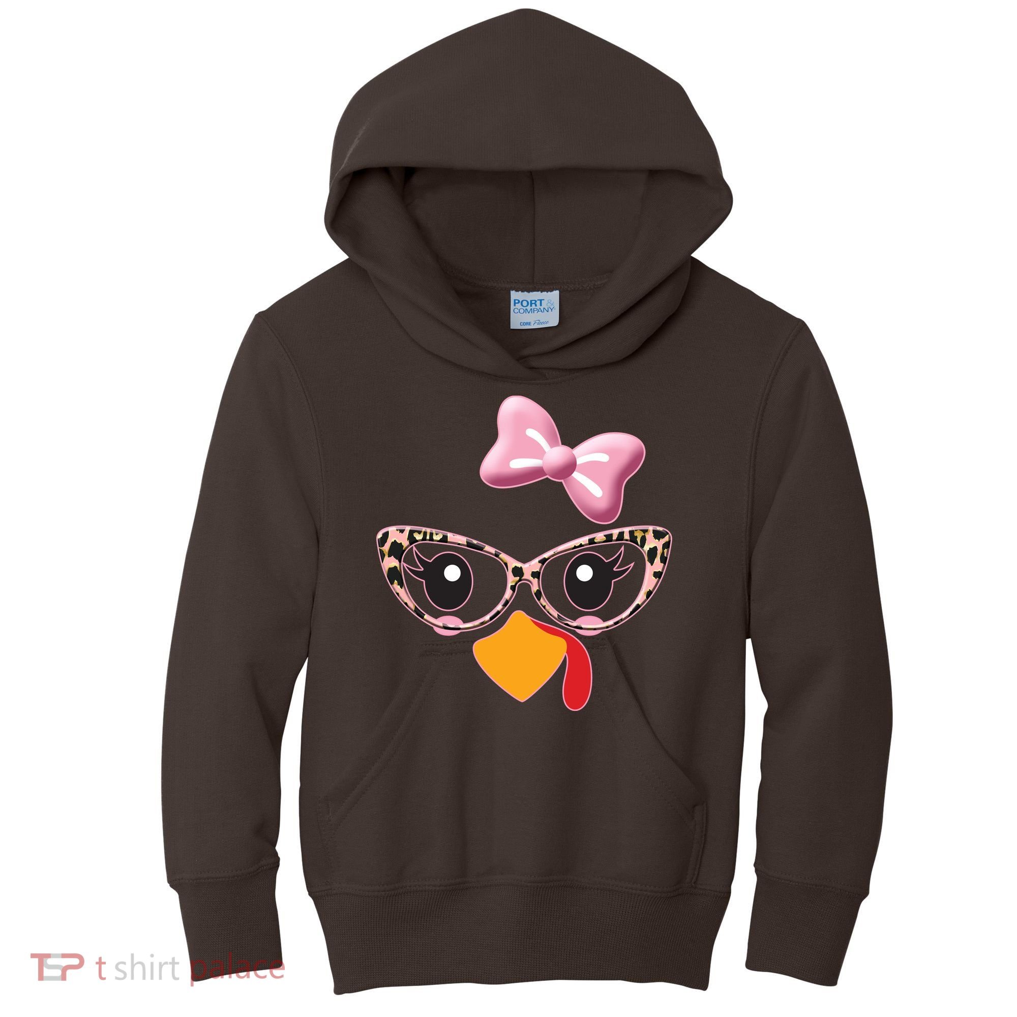 Cute Thanksgiving Turkey Girl Kids Hoodie