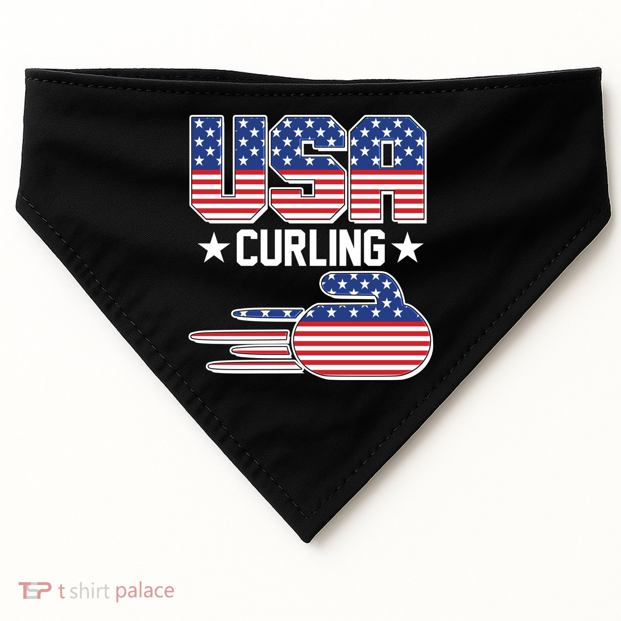 Cool Team USA Curling Flag Logo Sports Fan USA-Made Doggie Bandana