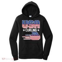Cool Team USA Curling Flag Logo Sports Fan Women's Hoodie thumb 0
