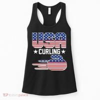 Cool Team USA Curling Flag Logo Sports Fan Women's Tank Top thumb 0