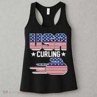 Cool Team USA Curling Flag Logo Sports Fan Women's Tank Top thumb 3
