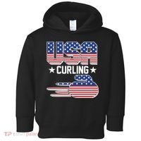 Cool Team USA Curling Flag Logo Sports Fan Toddler Hoodie thumb 0