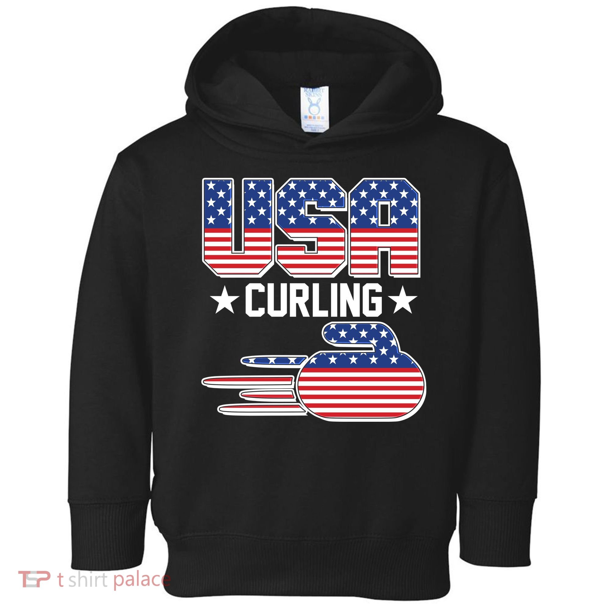 Cool Team USA Curling Flag Logo Sports Fan Toddler Hoodie