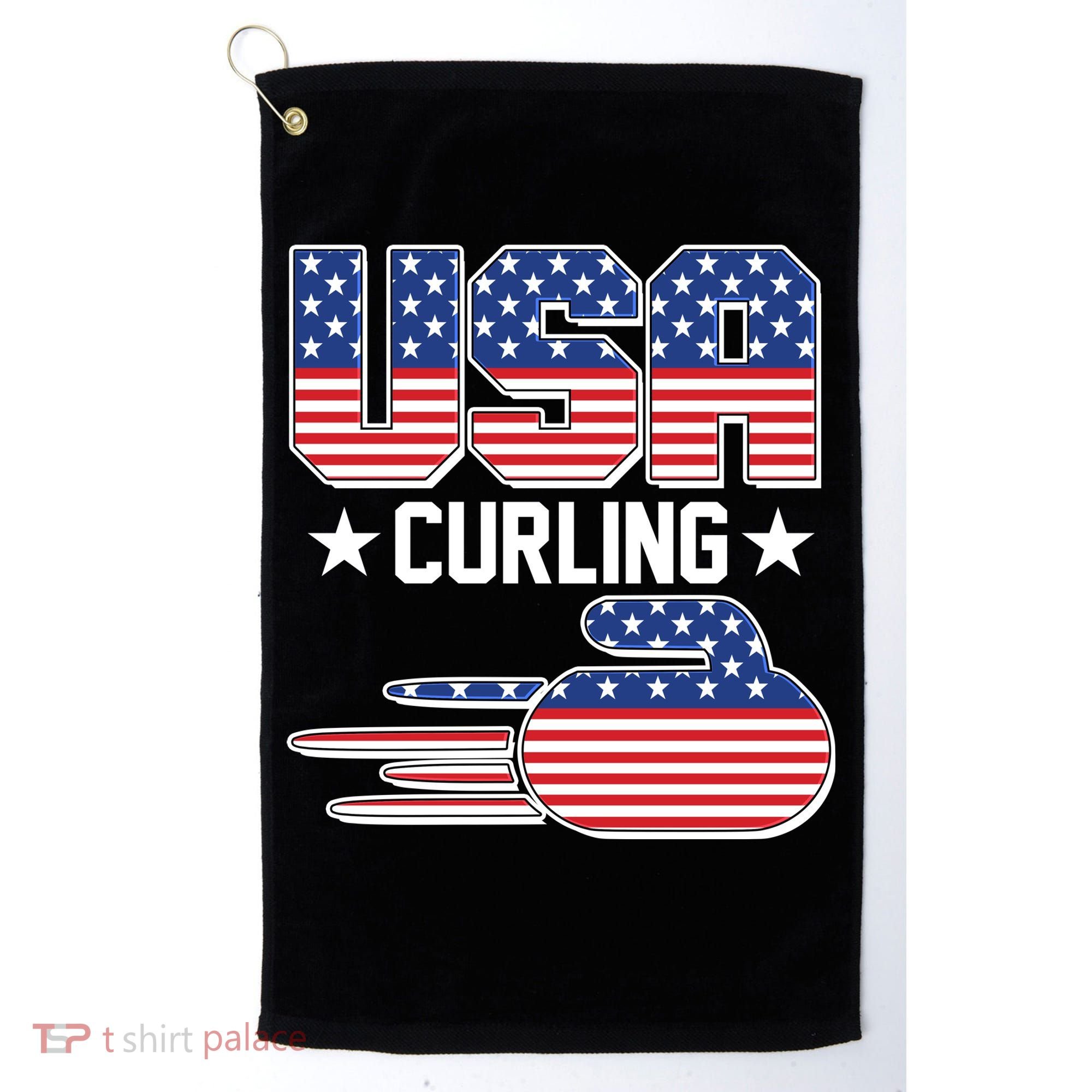 Cool Team USA Curling Flag Logo Sports Fan Golf Towel