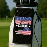 Cool Team USA Curling Flag Logo Sports Fan Golf Towel thumb 2
