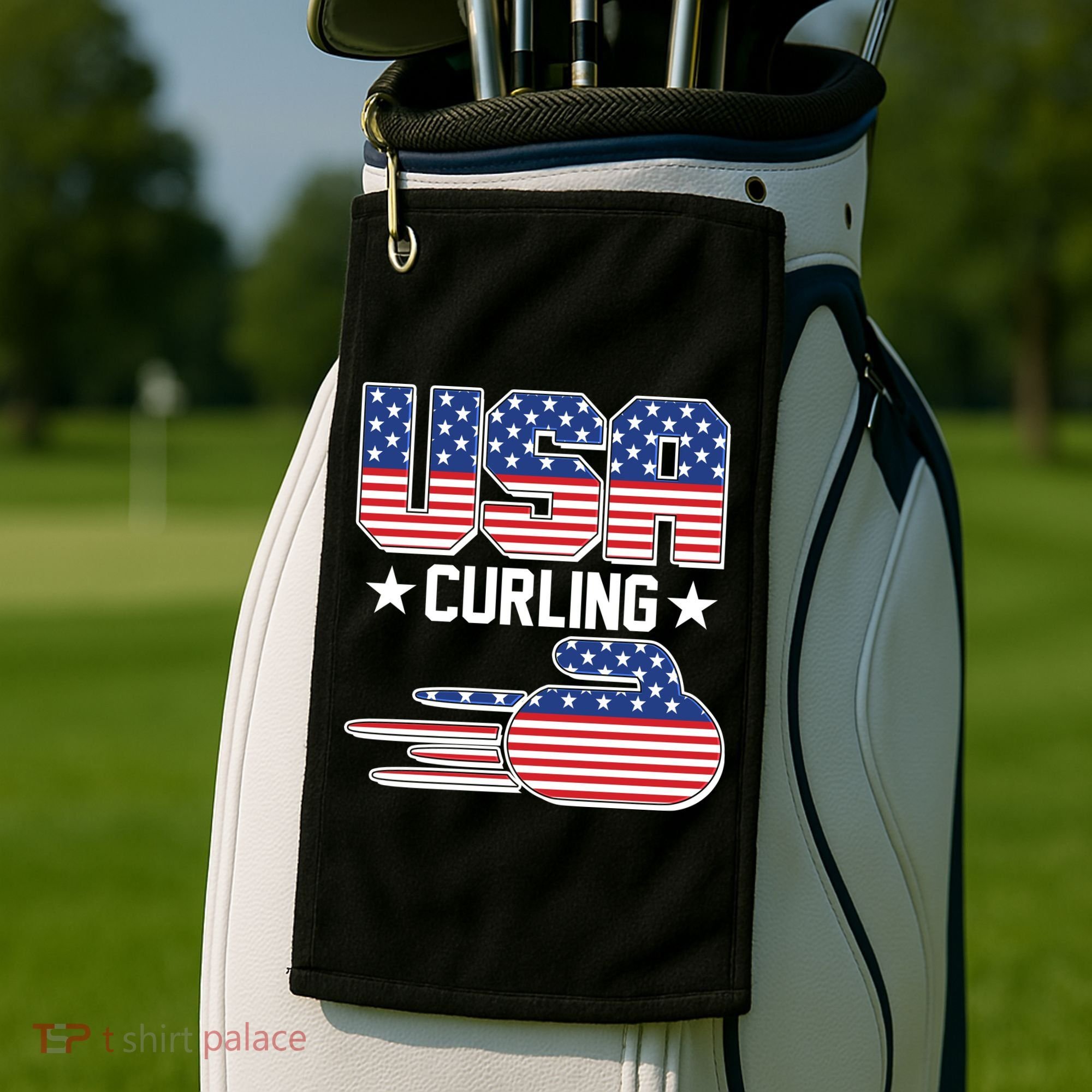 Cool Team USA Curling Flag Logo Sports Fan Golf Towel